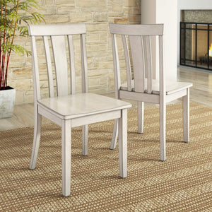 Oneill Rubberwood Slat Back Dining Chair Set with Distressed Antique Farmhouse Finish