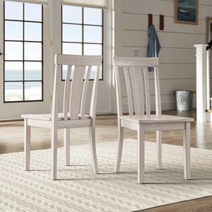 Oneill Rubberwood Slat Back Dining Chair Set with Distressed Antique Farmhouse Finish