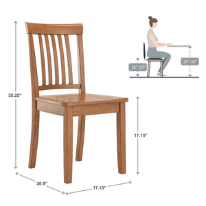 Oneill Solid Rubberwood Mission Slat Back Dining Chair Set for Farmhouse Kitchens