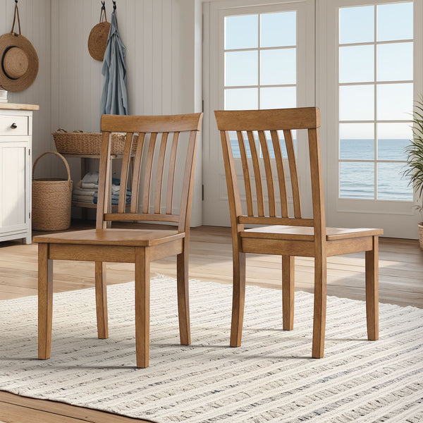 Oneill Solid Rubberwood Mission Slat Back Dining Chair Set for Farmhouse Kitchens