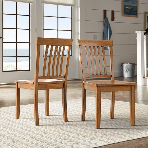 Oneill Solid Rubberwood Mission Slat Back Dining Chair Set for Farmhouse Kitchens