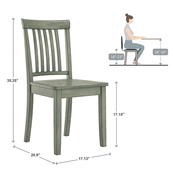 Oneill Solid Rubberwood Mission Slat Back Dining Chair Set for Farmhouse Kitchens