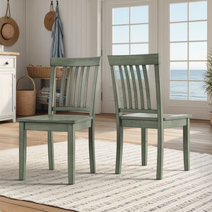Oneill Solid Rubberwood Mission Slat Back Dining Chair Set for Farmhouse Kitchens