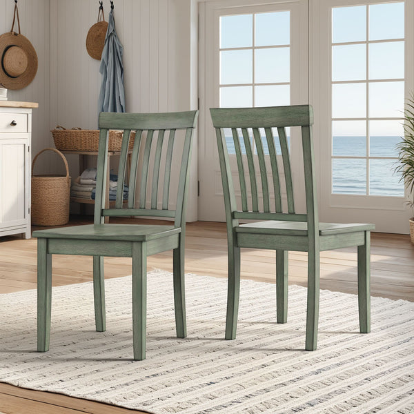 Oneill Solid Rubberwood Mission Slat Back Dining Chair Set for Farmhouse Kitchens
