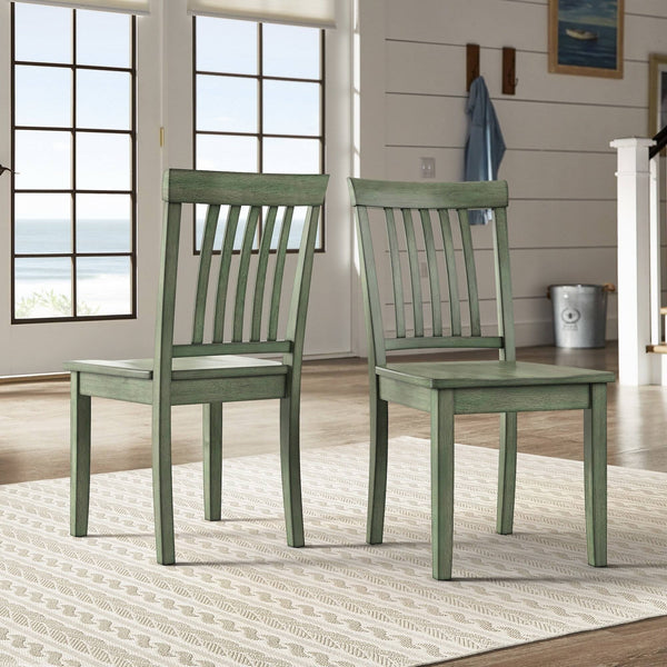 Oneill Solid Rubberwood Mission Slat Back Dining Chair Set for Farmhouse Kitchens