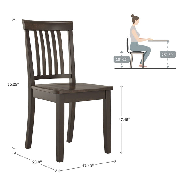 Oneill Solid Rubberwood Mission Slat Back Dining Chair Set for Farmhouse Kitchens