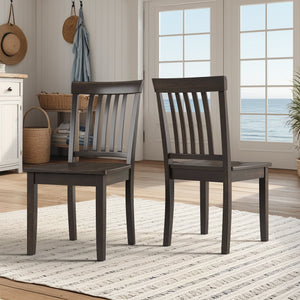 Oneill Solid Rubberwood Mission Slat Back Dining Chair Set for Farmhouse Kitchens