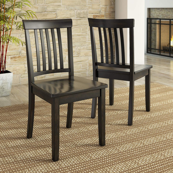 Oneill Solid Rubberwood Mission Slat Back Dining Chair Set for Farmhouse Kitchens