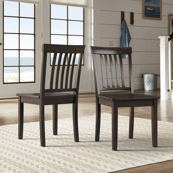 Oneill Solid Rubberwood Mission Slat Back Dining Chair Set for Farmhouse Kitchens