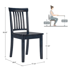 Oneill Solid Rubberwood Mission Slat Back Dining Chair Set for Farmhouse Kitchens