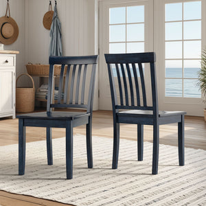 Oneill Solid Rubberwood Mission Slat Back Dining Chair Set for Farmhouse Kitchens