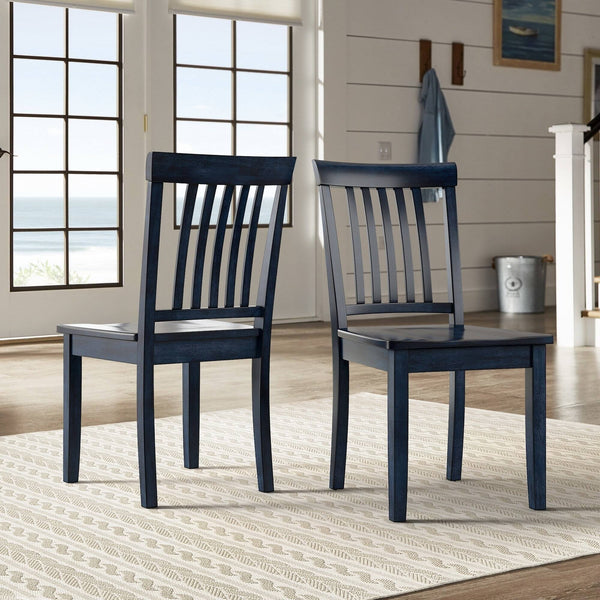 Oneill Solid Rubberwood Mission Slat Back Dining Chair Set for Farmhouse Kitchens