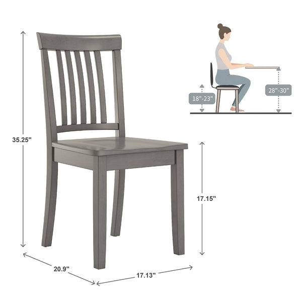 Oneill Solid Rubberwood Mission Slat Back Dining Chair Set for Farmhouse Kitchens