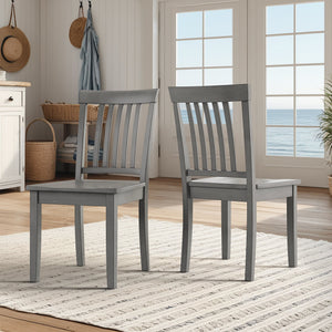 Oneill Solid Rubberwood Mission Slat Back Dining Chair Set for Farmhouse Kitchens