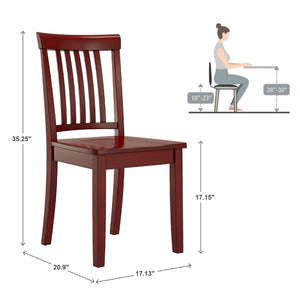 Oneill Solid Rubberwood Mission Slat Back Dining Chair Set for Farmhouse Kitchens