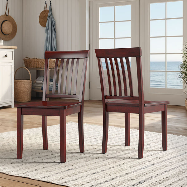 Oneill Solid Rubberwood Mission Slat Back Dining Chair Set for Farmhouse Kitchens
