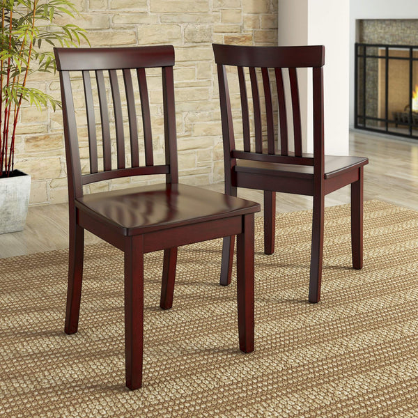 Oneill Solid Rubberwood Mission Slat Back Dining Chair Set for Farmhouse Kitchens