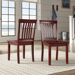 Oneill Solid Rubberwood Mission Slat Back Dining Chair Set for Farmhouse Kitchens