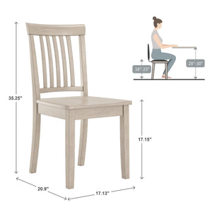 Homelegance Oneill Solid Rubberwood Mission Slat Back Dining Chair Set for Farmhouse Kitchens Antique White E557C3-WH