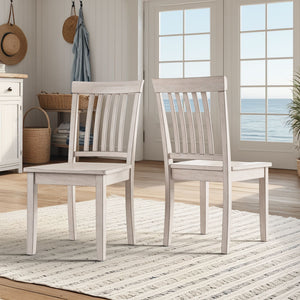 Oneill Solid Rubberwood Mission Slat Back Dining Chair Set for Farmhouse Kitchens