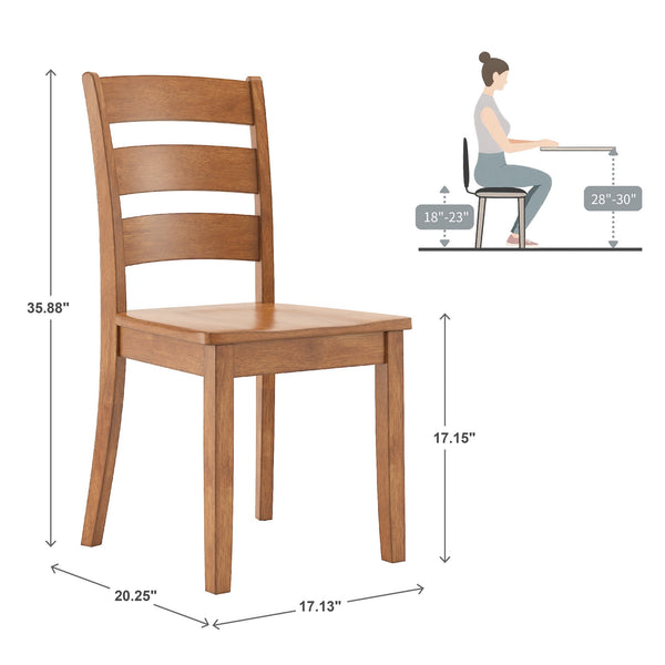 Homelegance Oneill Rubberwood Ladder Back Dining Chairs Set of Two Distressed Farmhouse Style Oak E557C4-AK