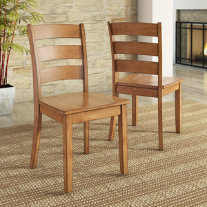 Oneill Rubberwood Ladder Back Dining Chairs Set of Two Distressed Farmhouse Style
