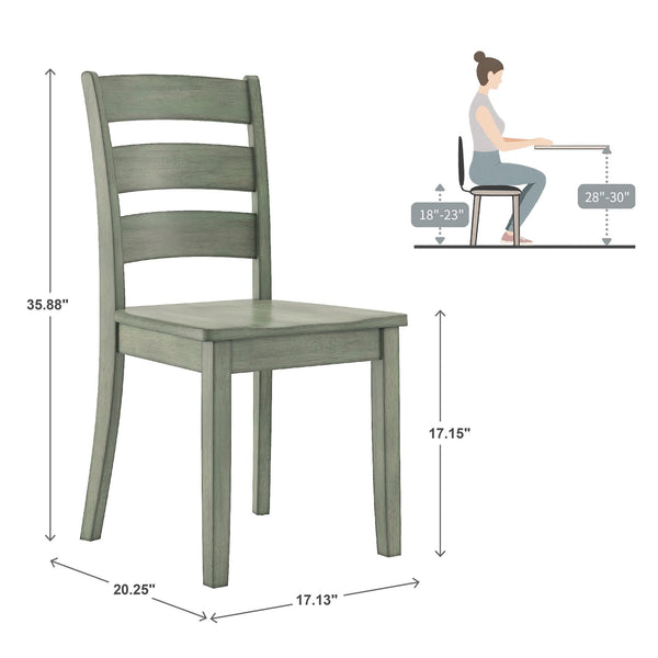 Oneill Rubberwood Ladder Back Dining Chairs Set of Two Distressed Farmhouse Style