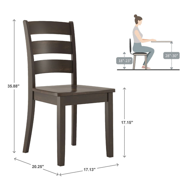 Oneill Rubberwood Ladder Back Dining Chairs Set of Two Distressed Farmhouse Style