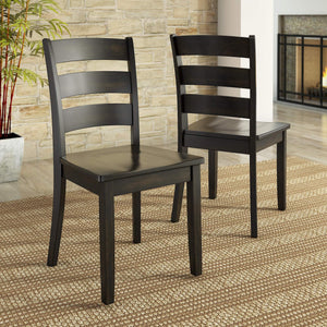 Oneill Rubberwood Ladder Back Dining Chairs Set of Two Distressed Farmhouse Style