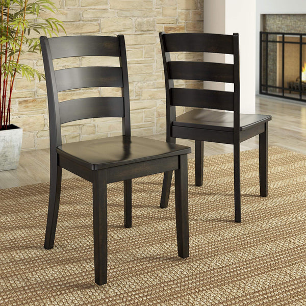 Oneill Rubberwood Ladder Back Dining Chairs Set of Two Distressed Farmhouse Style