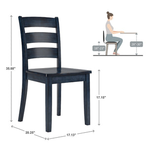 Oneill Rubberwood Ladder Back Dining Chairs Set of Two Distressed Farmhouse Style
