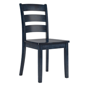 Oneill Rubberwood Ladder Back Dining Chairs Set of Two Distressed Farmhouse Style