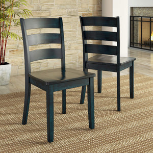 Oneill Rubberwood Ladder Back Dining Chairs Set of Two Distressed Farmhouse Style