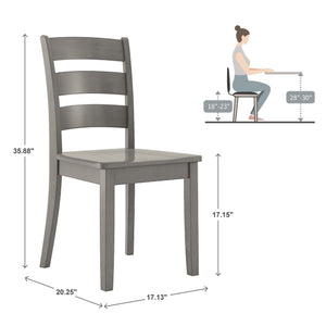 Oneill Rubberwood Ladder Back Dining Chairs Set of Two Distressed Farmhouse Style