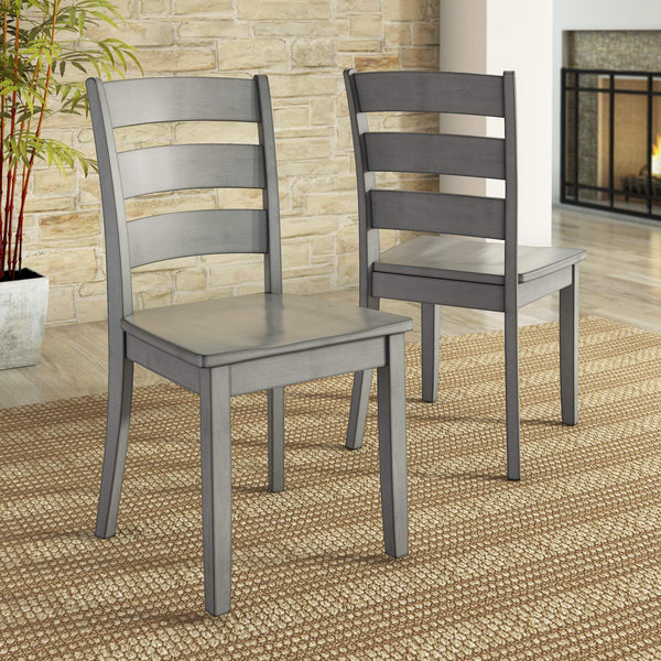 Oneill Rubberwood Ladder Back Dining Chairs Set of Two Distressed Farmhouse Style