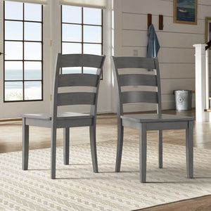 Oneill Rubberwood Ladder Back Dining Chairs Set of Two Distressed Farmhouse Style