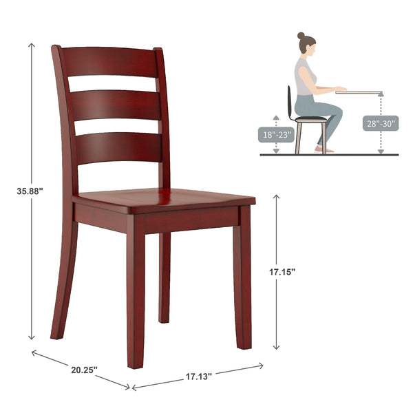 Oneill Rubberwood Ladder Back Dining Chairs Set of Two Distressed Farmhouse Style