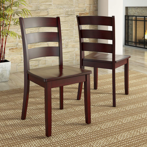 Oneill Rubberwood Ladder Back Dining Chairs Set of Two Distressed Farmhouse Style