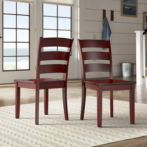 Oneill Rubberwood Ladder Back Dining Chairs Set of Two Distressed Farmhouse Style