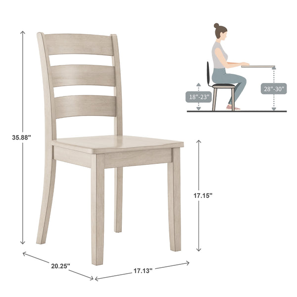 Oneill Rubberwood Ladder Back Dining Chairs Set of Two Distressed Farmhouse Style