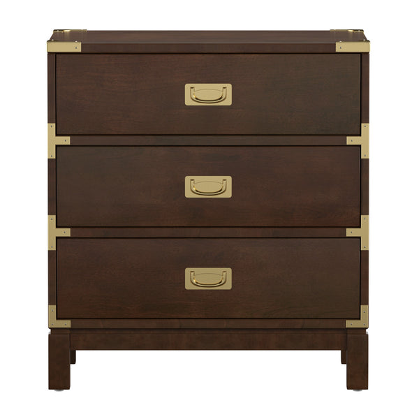 Delacour 3 Drawer Nightstand Poplar Wood Gold Pulls Soft Close Bedroom Storage
