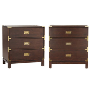 Delacour 3 Drawer Nightstand Poplar Wood Gold Pulls Soft Close Bedroom Storage