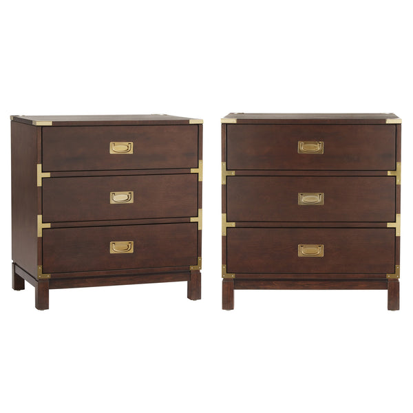 Delacour 3 Drawer Nightstand Poplar Wood Gold Pulls Soft Close Bedroom Storage