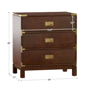 Delacour 3 Drawer Nightstand Poplar Wood Gold Pulls Soft Close Bedroom Storage