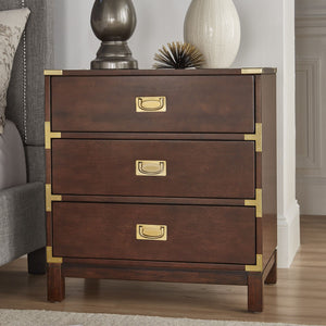 Delacour 3 Drawer Nightstand Poplar Wood Gold Pulls Soft Close Bedroom Storage