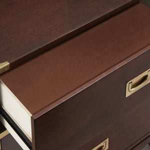 Delacour 3 Drawer Nightstand Poplar Wood Gold Pulls Soft Close Bedroom Storage
