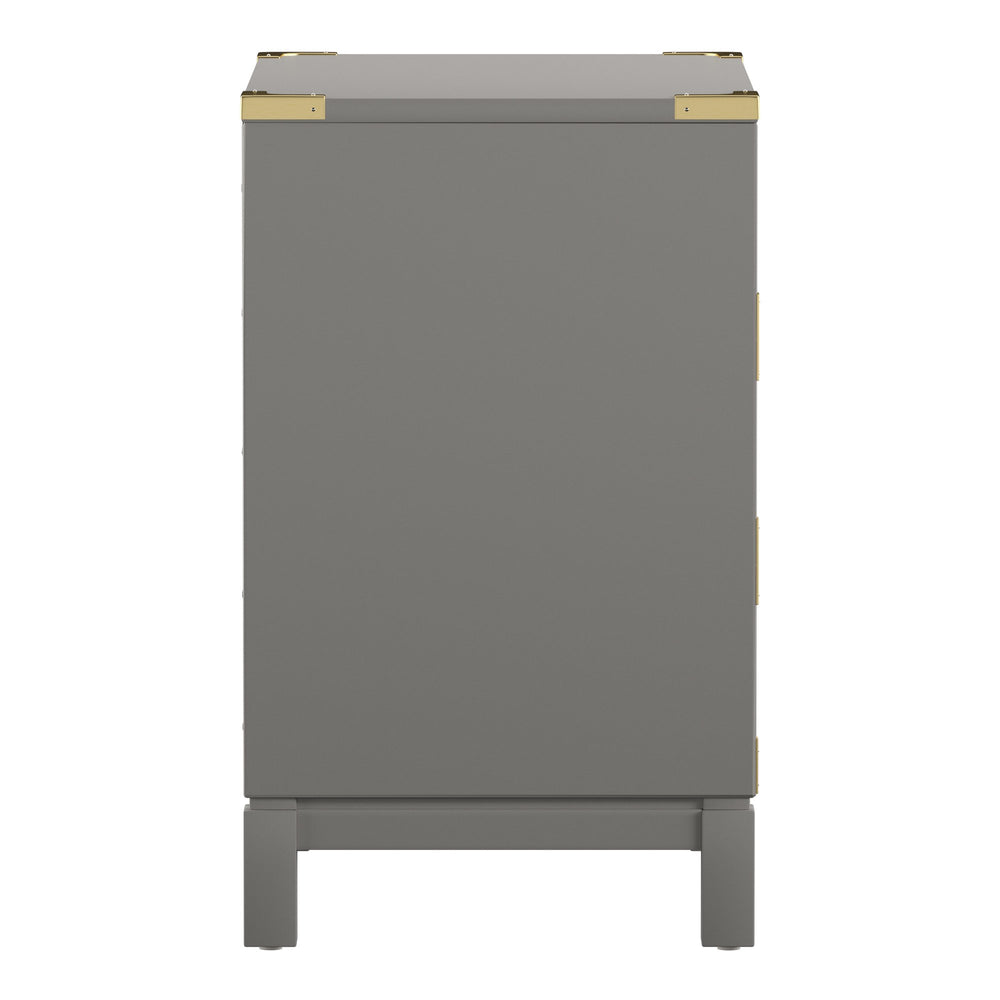 Homelegance Delacour 3 Drawer Nightstand Poplar Wood Gold Pulls Soft Close Bedroom Storage Grey 26W x 17D x 28"H E562GA-4(N1)