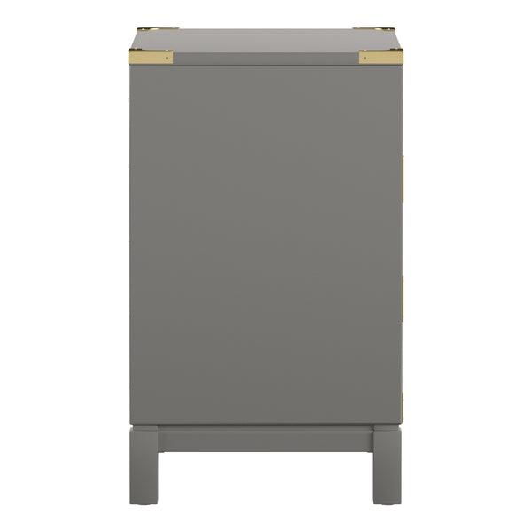 Delacour 3 Drawer Nightstand Poplar Wood Gold Pulls Soft Close Bedroom Storage