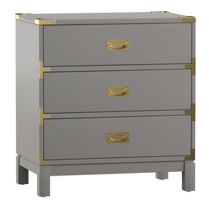 Delacour 3 Drawer Nightstand Poplar Wood Gold Pulls Soft Close Bedroom Storage