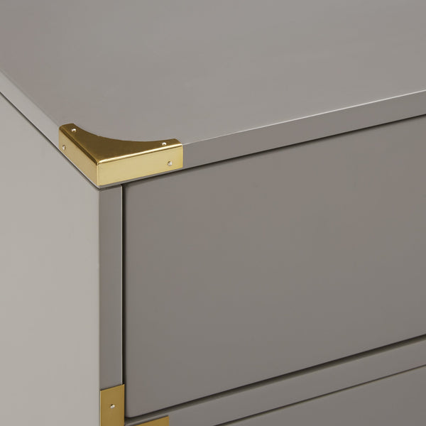 Delacour 3 Drawer Nightstand Poplar Wood Gold Pulls Soft Close Bedroom Storage